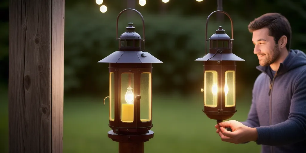 What steps are needed to replace a bulb in an outside lantern light?