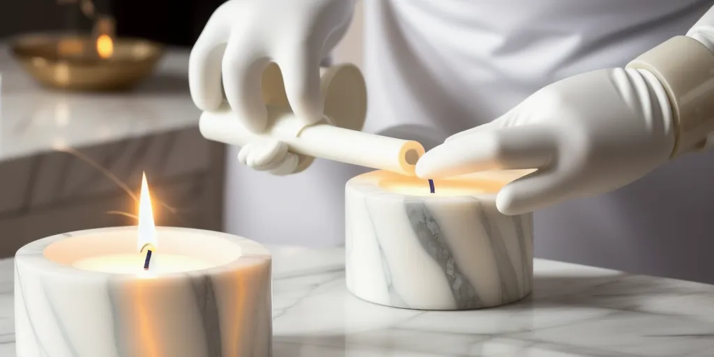 What temperature should the wax be for a marble candle?