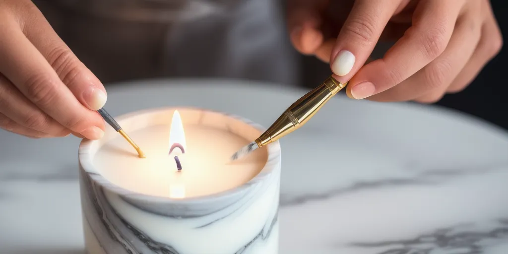 How do you create the marble effect on a candle?
