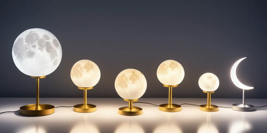 What are the different sizes and colors of moon lamps?