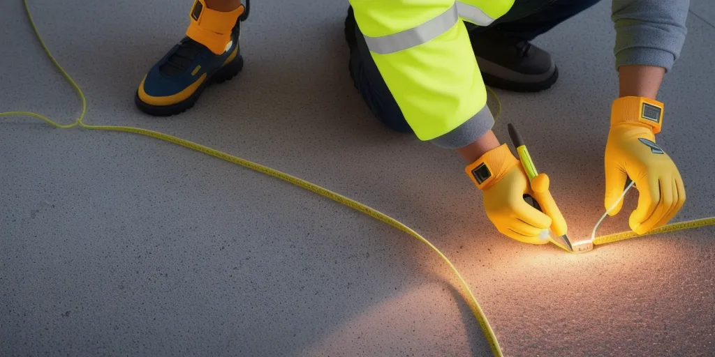 How do you mark spots for string lights on a concrete wall?