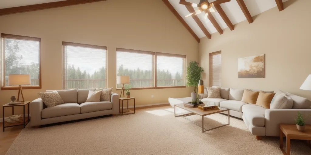 How does the color scheme of the room affect light bulb choice?