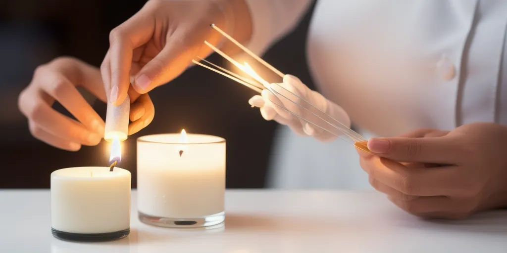 How do you secure the wick in a pillar candle?