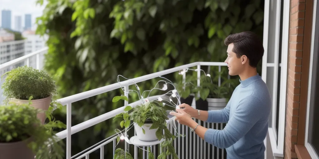 How do i securely attach the string lights to my balcony?